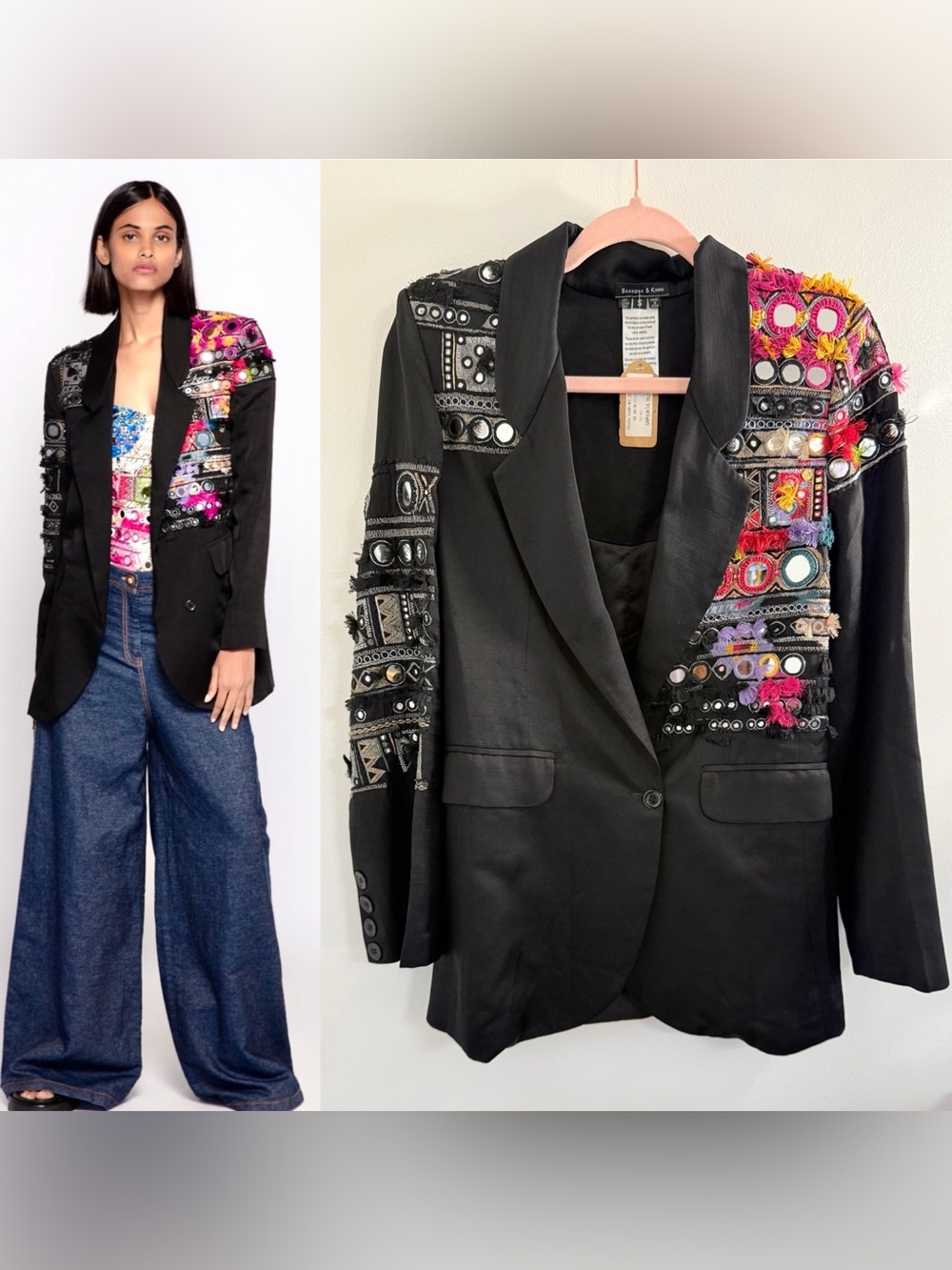 Saaksha & Kinni Black Embellished Women's Blazer Jacket